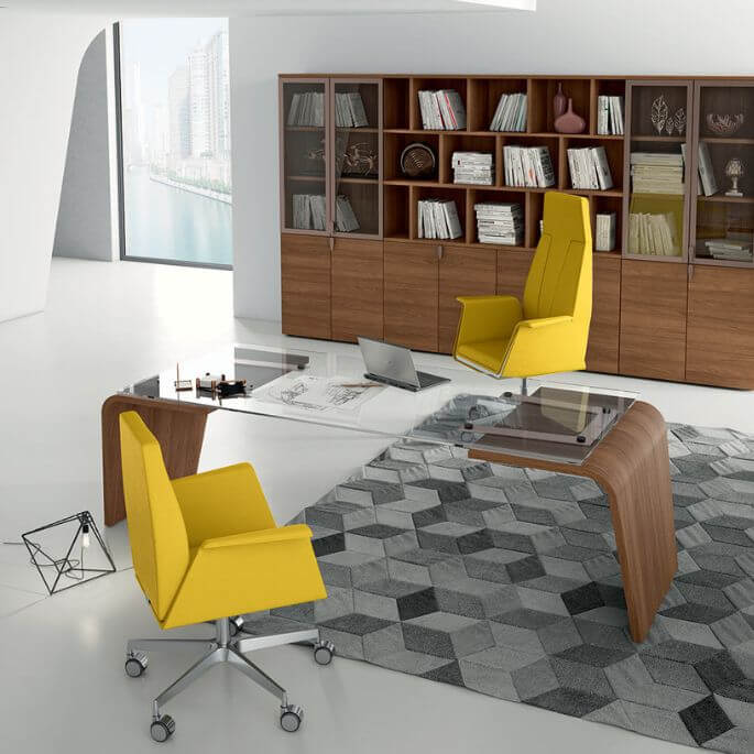 Bureau de direction design coloris noyer